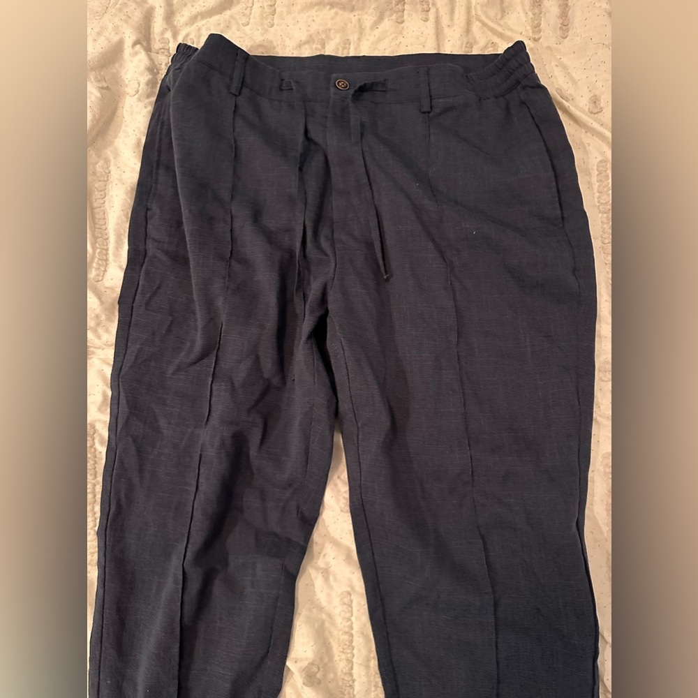 Navy Pleated Joggers